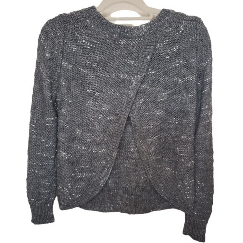 Banana Republic Grey w/Silver Open Cross-Back Sweater - S - Wool Blend